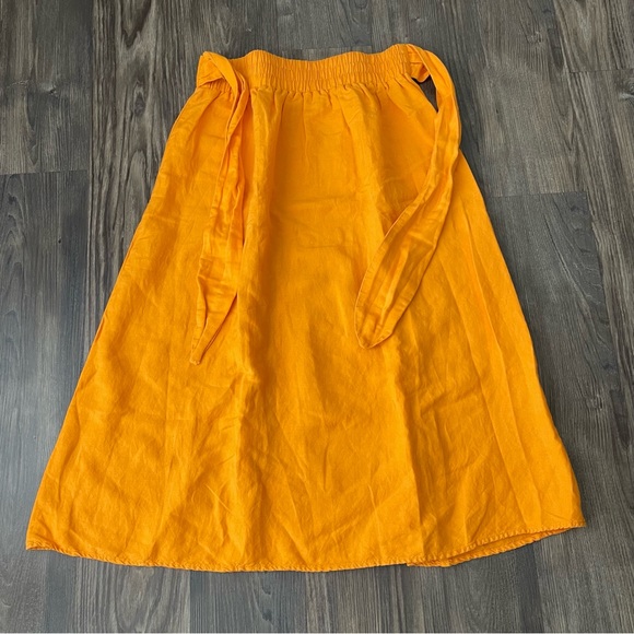 Ann Taylor Orange Linen A-Line Linen Blend Knee Length Skirt with Pockets - Picture 4 of 15